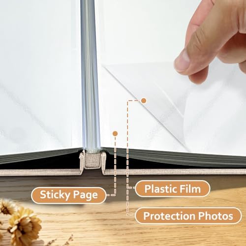 Large Photo Album 20 Sheets/ 40 Pages Self Adhesive Scrapbook Album for 4x6 5x7 8x10 Pictures DIY Photo Book as Scrapbooking Supplies, Birthday Gifts for Women Mom Wedding Baby Family Travel