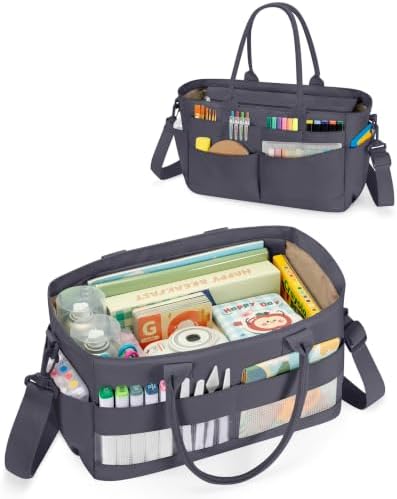 Marscamd Craft Organizer Tote Bag, Art Supply Caddy, Gray
