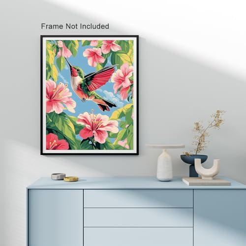 Natuyalo Paint by Numbers Kit for Adults Beginner, Hummingbird Adult Paint by Number Kits on Canvas, Animals DIY Acrylic Paint by Number for Adults for Home Decor Gift 16x20 inch