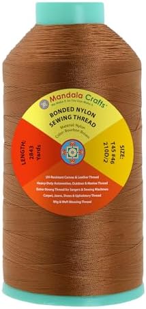 Mandala Crafts Size 46 210D T45 Bourbon Brown Bonded Nylon Thread, 2843 YDs