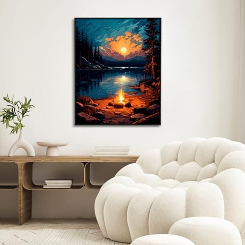 Paint by Numbers Kit for Adults, Sunset Lake DIY Painting Kit, 16x20 Inch