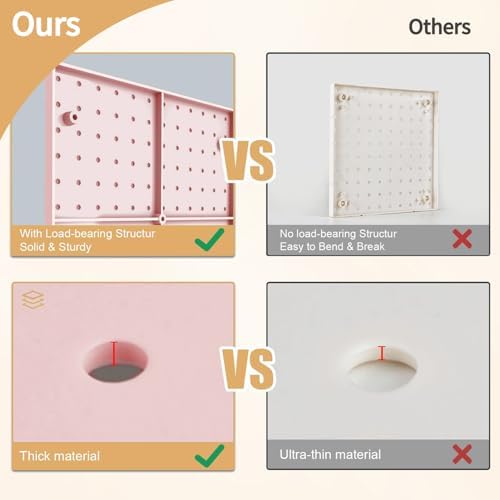 FZK Modular Plastic Pegboard Wall Organizer Kit, Pink, 12x12, 4 Panels