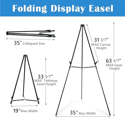 Falling in Art 70" Adjustable Aluminum Display Easel Stand, Holds 20 lbs