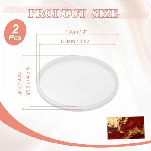 MECCANIXITY 2 Pcs Coaster Silicone Casting Mould, 8.8x5.7cm/3.52x2.28in Oval Shape Epoxy Casting Resin Mould Tools for Resin Coaster Home Decor DIY Craft Handmade Colorful Amber Handicraft