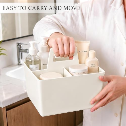 Multipurpose Caddy Organizer with Handle Plastic Desk Storage, White