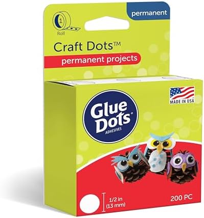 Glue Dots, Craft Dots, Double-Sided, 1/2", .5 Inch, 200 Dots, DIY Craft Glue Tape, Sticky Adhesive Glue Points, Liquid Hot Glue Alternative, Clear