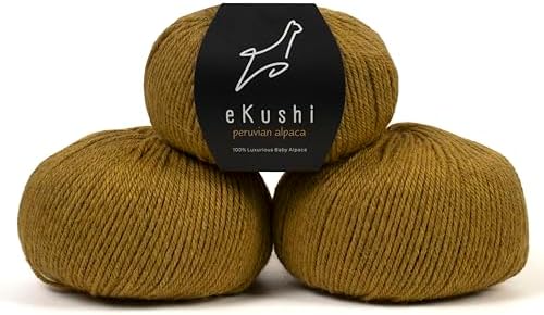 100% Baby Alpaca Yarn for Knitting & Crocheting - Set of 3 Skeins of Premium Yarn DK - Lightweight, Hypoallergenic & Thermal Peru Made - Ideal for Delicate Projects (M035 - Mustard)