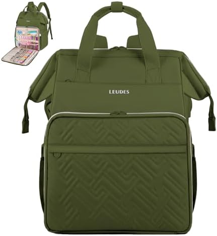 Leudes Crochet Bag Backpack for Yarn Storage Tote Travel Large Knitting Bag