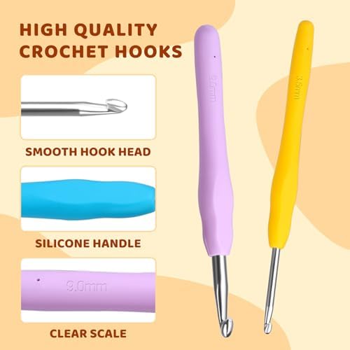 Mayboos 13 Pcs Crochet Hooks Set, 2mm(b)-10mm(n) Crochet Hooks Set