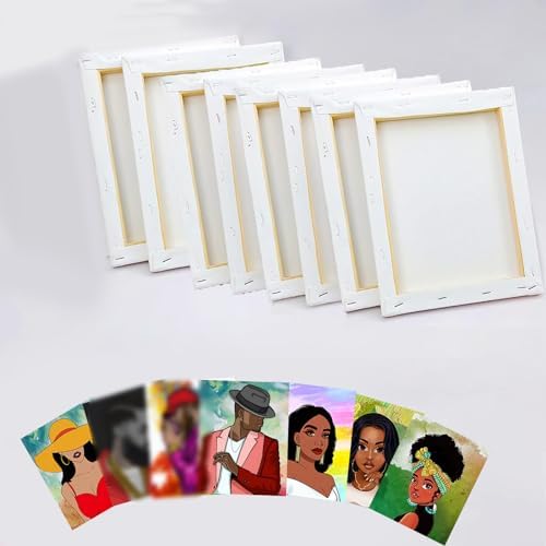 8 Pack Pre Drawn Canvas for Painting for Adults, Sip and Paint Party Supplies Canvas Painting Set for Artist, Stretched Outline CanvasCouples Paint Couple Party Favor(8x10)