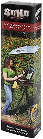 Soho Urban Artist UV Sunscreen Umbrella - Blocks UV Rays & Waterproof - A Safer Environment for Outdoor Painting, Artists, & Crafts - Single