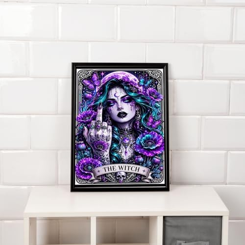MBNTJHT Gothic Diamond Art Kits for Adults,Witch Tarot Diamond Painting Kit for Adult Beginners,5D DIY Full Drill Round Rhinestone Gem Art Crafts Painting Kit for Home Wall Decor 12X16 Inch.