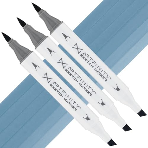 Artfinity Sketch Markers - Set of 3 - Mt. Everest B8-6, Vibrant, Professional, Dye-Based Alcohol Markers for Artists, Drawing, Travel, & More