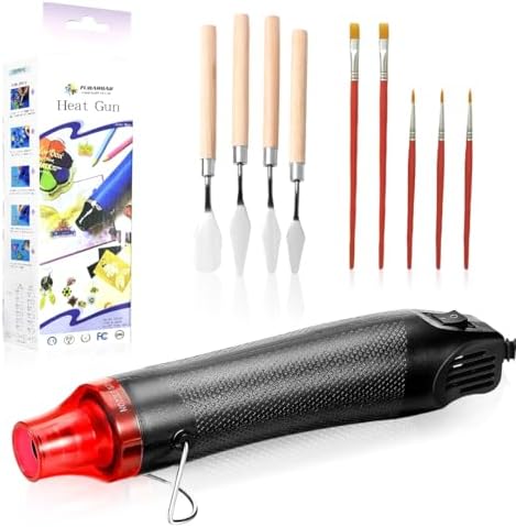 Heat Gun for Crafting - Mini Heat Tool for Epoxy Resin, Silicone Molds, Acrylic Pouring, Embossing, and Bubble Removal, Compact Craft Dryer for Small Art Projects (Black)