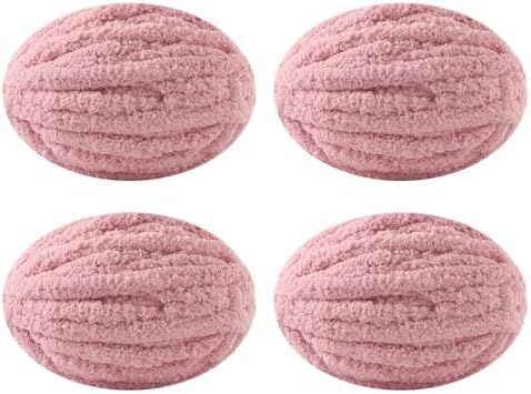 Chunky Yarn for Hand Knitting, No7 Thick Yarn, 250Grams 32Yards, Pack of 4, Perfect for Knitters and Crafters (Skin Powder)