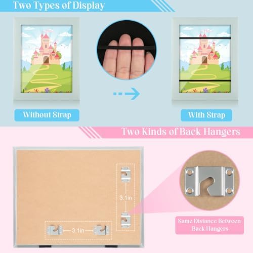 [2-Pack] Kids Art Frames, 8.5x11 Front Opening Kids Artwork Frames Changeable, Pale Green Artwork Display Storage Frame for Wall, Holds 50 Pcs, for 3D Picture, Crafts, Children Drawing, Hanging Art,