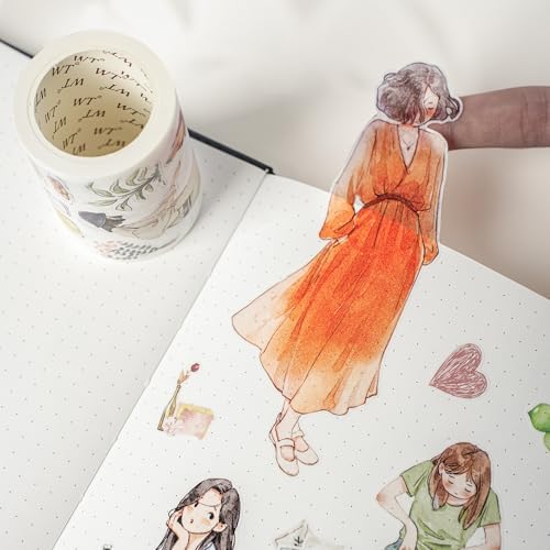 WT Pre-Cut Leisurely Days Washi Tape Roll, Original Designs, Decorative for Bible Journaling, Bullet Journals, Scrapbooks, Planners & DIY Craft Supplies