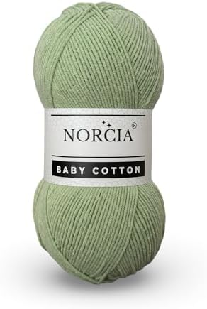 Baby Cotton, 55% Cotton 45% Acrylic Yarn, Fine/Sport (2) for Crochet and Knitting, Soft Amigurumi Yarn, 100 gr (361 yds)