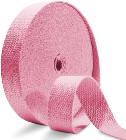 Cotton Webbing 1 Inch 12 Yards BabyPink Cotton Webbing Straps for Bags Handles, 1 Inch Weave Webbing for Cloth Tote Bag Straps Making,Cloth Belt, DIY Crafts Decoration