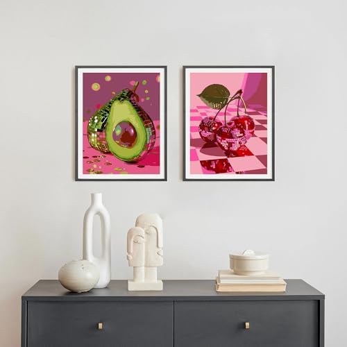 4 Pack Disco Fruits Paint by Numbers for Adults with Framed Canvas 8x12inch