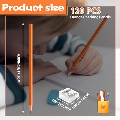 120 Pack Bulk Orange Colored Pencils for Kids, Pre-sharpened Art Pencils Back to School Supplies Set, Drawing Sketching Pencils for Students, Teachers, Classroom