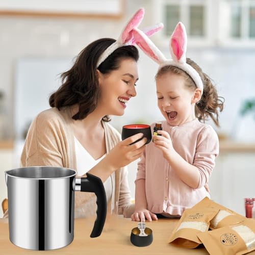 Candle Making Pouring Pot, Stainless Steel Wax Melting Pot with Heat-Resistant Handle, Double Boiler Candle Making Pitcher with Dripless Pouring Spout Design