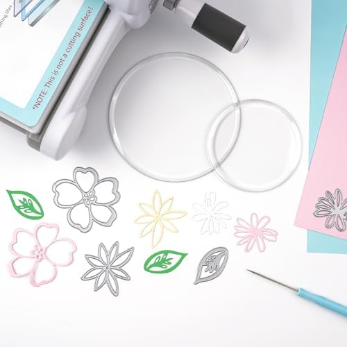 Warp-Resistant Circular Cutting Pads for Die Cutting Machines – 5" & 3.5" Polycarbonate Plastic Round Plates–Prevent Warping,Reduce Wear,Beveled Edges–Compatible with Standard Die Cutting Sandwiches