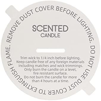 CandMak Candle Dust Covers, 160pcs Printed White Matte Candle Dust Lid with Pull Tab for Candle Making (2.375")