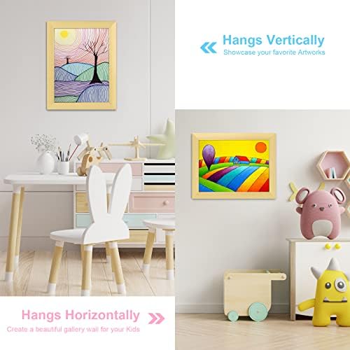 [2Pack] Kids Art Frames, 9x12 Front Opening Kids Artwork Frames Changeable, Gold Artwork Display Storage Frame for Wall, Holds 50 Pcs, for 3D Picture, Crafts, Children Drawing, Hanging Art, Portfolio