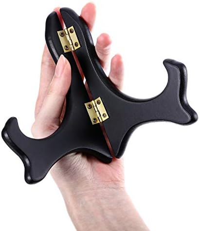 Tatuo 4 Packs Wooden Display Stand Plate Holder Easels, black, 5 Inch