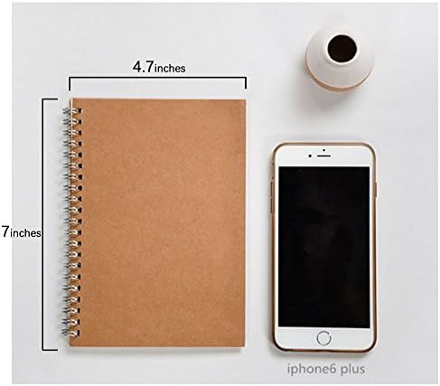 DSTELIN Soft Cover Spiral Notebook Journal 2-Pack, Blank Sketch Book Pad, Wirebound Memo Notepads Diary Notebook Planner with Unlined Paper, 100 Pages/ 50 Sheets, 7Inchx 4.75Inch (Brown and Black)