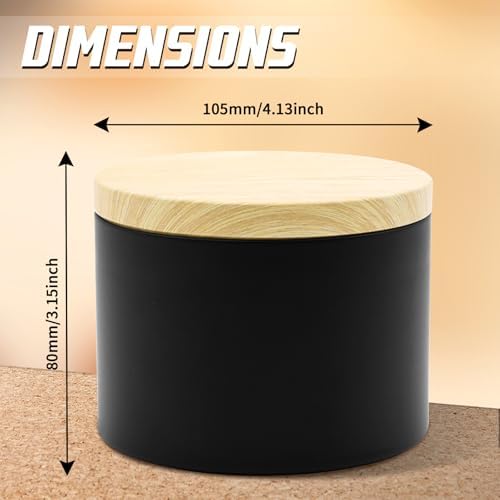 12-Pack 16oz Candle Tins with Wood-Grain Printing Lids, Metal Candle Jars for Candle Making, Empty Containers Vessels Bulk for Small Business & Beginners DIY Storage -Wood Black