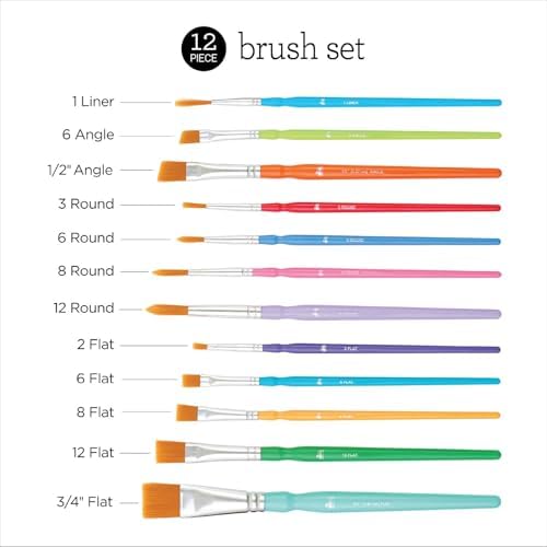 Apple Barrel Gloss Acrylic Craft Paint and Brush Kit, Set of 36