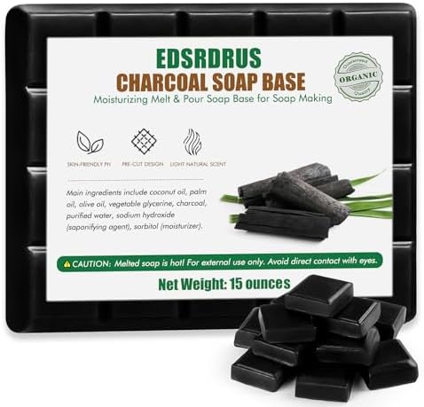 EDSRDRUS 15 Ounces Glycerin Soap Base - Scented Melt and Pour Soap Base for DIY Crafting, Easy to Cut, Vegan and Natural, Moisturizing and Gentle on Skin, Perfect for Soap Making Supplies (Charcoal)