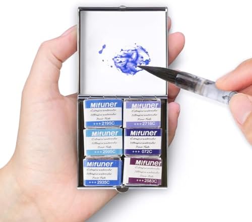 Mini Portable Handmade Artist Watercolor Paint,6 Colors Solid Watercolor