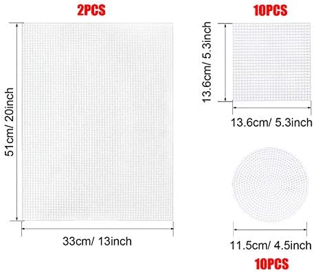 Allazone 57 PCS Mesh Plastic Canvas Sheets Kit Including 24 PCS Plastic Canvas, 12 Color Acrylic Yarn for DIY Crafts Embroidery Cross Stitch, Acrylic Yarn Crafting, Knit and Crochet Projects