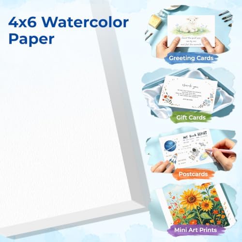 120 Sheets Watercolor Paper 4x6, 110lb/230 GSM Cold Press Water Color Paper