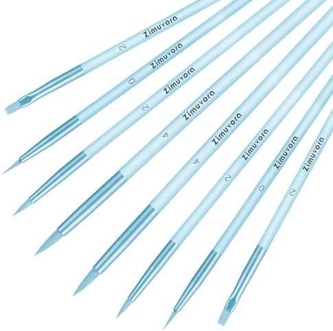 8pcs Fine Detail Paint Brush Set, Small Miniature Fine Tip Detail Brushes Kit for Acrylic Oil Watercolor, Miniatures, Models, Paint by Numbers, Rock Painting (Blue)