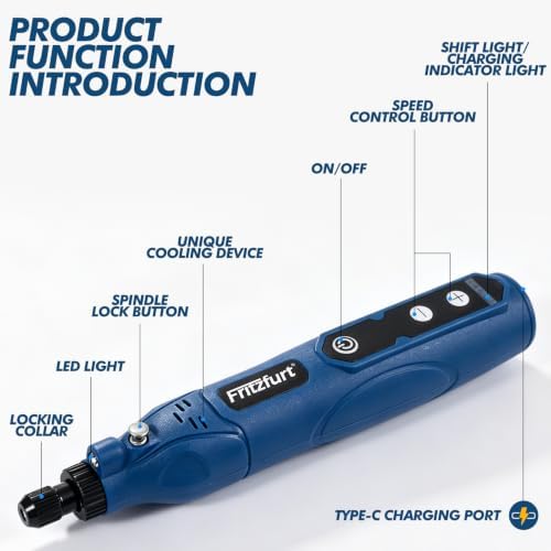 Mini Cordless Rotary Tool 5 Speed and USB Charging Rotary Tool Kit with 448 Accessories, Multi-Purpose 3.7V Power Rotary Tool for Engraving Sanding, Polishing, Drilling, Etching, DIY Crafts