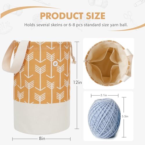 TOGETRUE Yarn Bag, Knitting Crochet Bag, Portable Yarn Storage Bags Organizer for Crocheting Project, Store Skein Ball, Short Knitting Needle (Medium,Yellow)