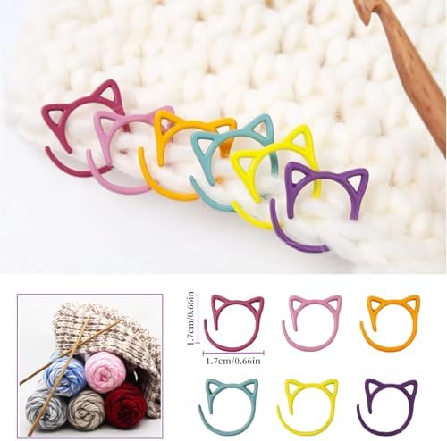 Cat Stitch Markers for Crocheting,Crochet Stitch Markers Cat Metal Stitch Markers Multicolor Knitting Stitch Markers Crochet Markers Ring