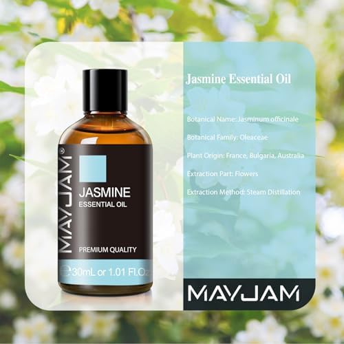 MAYJAM Jasmine Essential Oil for Diffuser, Jasmine Oil for Skin, 1.01fl.oz