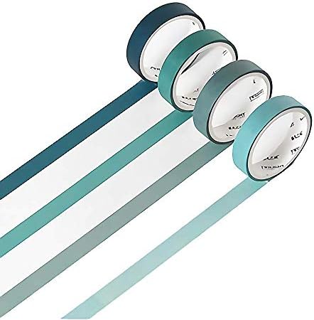 YUBBAEX Natural Color Washi Tape Set 4 Rolls Morandi Decorative Tape for DIY Crafts, Journals, Planners, Scrapbooking, Wrapping (1-Green)