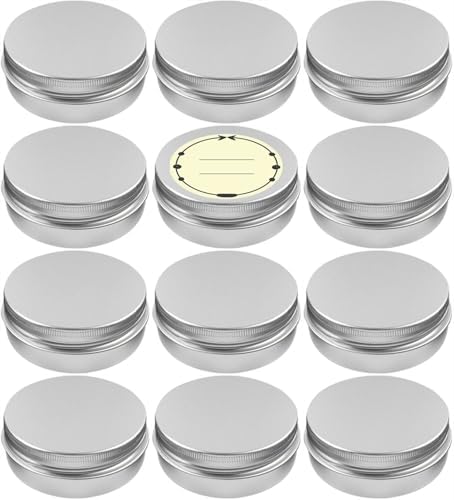 TUZAZO 12Pack Aluminum Tins, 2 Oz Metal Container with Lids and Labels