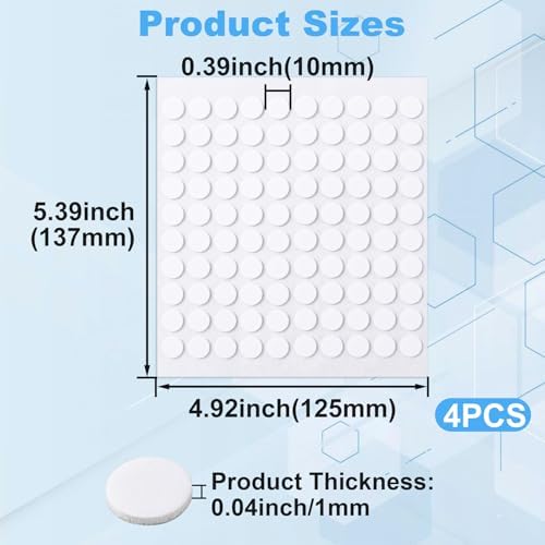 Joez Wonderful 4 Sheets Foam Adhesive Squares, 400pcs Total Double Sided Self Adhesive Circles, 0.39in Precut Squares Strips Foam Tape for DIY Arts Crafts- White