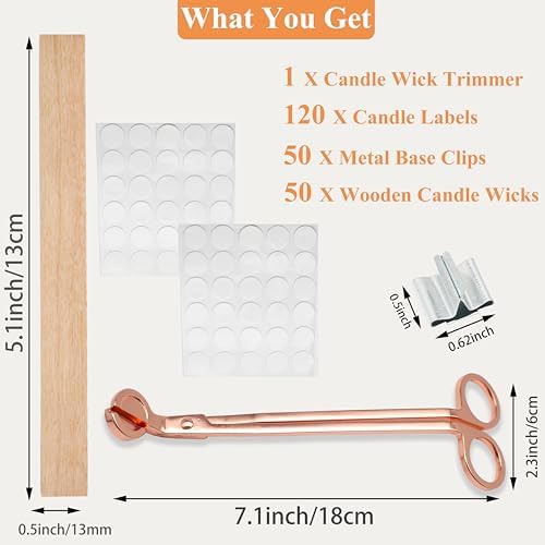 100pcs Wooden Candle Wicks 5.1 x 0.5 Inch, Smokeless Cherry Wood Wicks with Metal Clips, Includes Wick Trimmer, Perfect for Candle Making Kit and Soy Wax Candlemaking