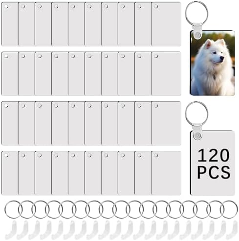 240Pcs Sublimation Keychain Blanks Double Sides 80 MDF Sublimation Keychains Blank with 160 Rings and Clips
