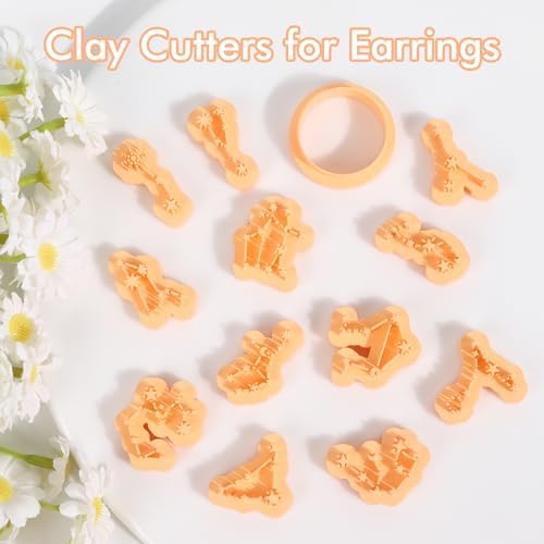 Puocaon Zodiac Polymer Clay Cutters - 13 Pcs Zodiac Star Signs Cutters for Polymer Clay Jewelry Constellations Earrings Making Kit for Polymeric Jewelry Design