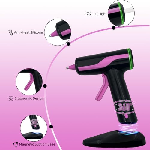 Cordless Hot Glue Gun Smart Power-Off, Mini Glue Gun Kit USB-C Rechargeable