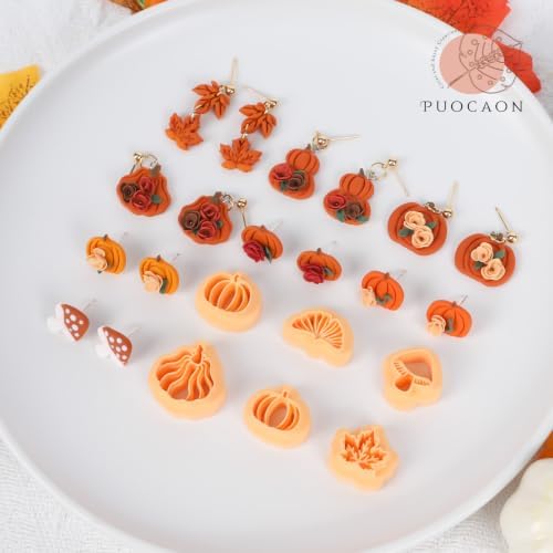 Puocaon Fall Leaves Polymer Clay Cutters for Jewelry Earrings Making